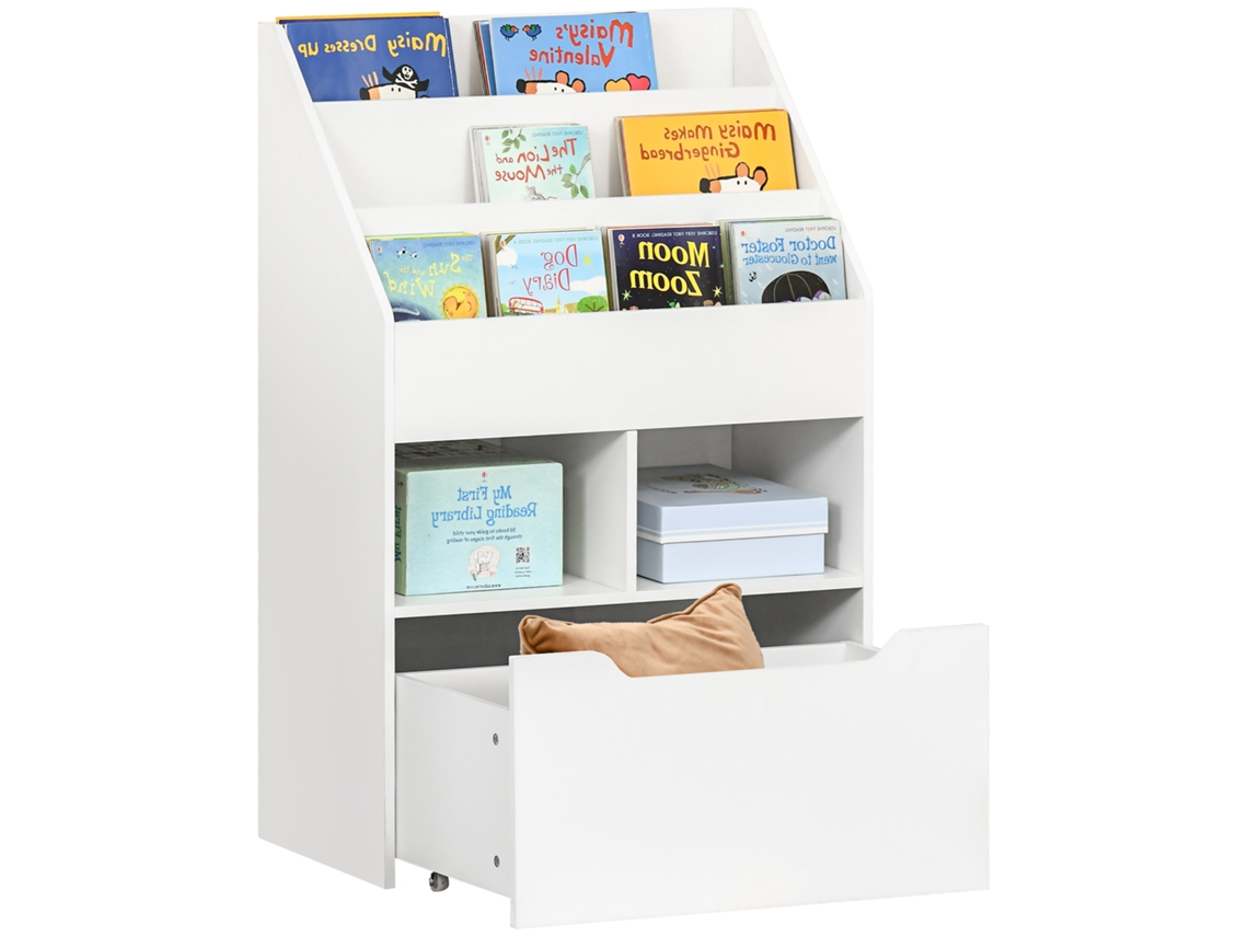 Prateleira infantil com gaveta e compartimentos 60x29,9x90 cm Branco | S/MARCA