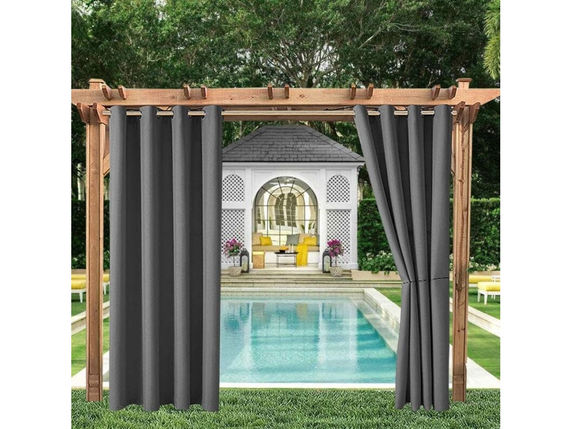 Cortina Blackout Térmica, Para Varanda, Jardim E Banheiro, Ilhós, Privacidade, Proteção Uv, Resistente Vento, 2 Peças, 132 X 238 Cm, Cinza