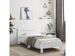 Vidaxl Estrutura De Cama C/ Cabeceira 90x190 Cm Deriv. Madeira Branco