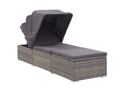 Espreguiçadeira Chaise Lounge com Dossel e Almofadão VIME Pe Cinza HARLANV1