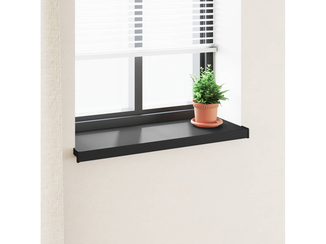 Vidaxl Soleira De Janela Preto Com Veios De Madeira 80 X 30 X 4,5 Cm