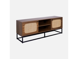 Móvel de Tv com Efeito Madeira e Cana Arredondada 140Cm Natural SWEEEK