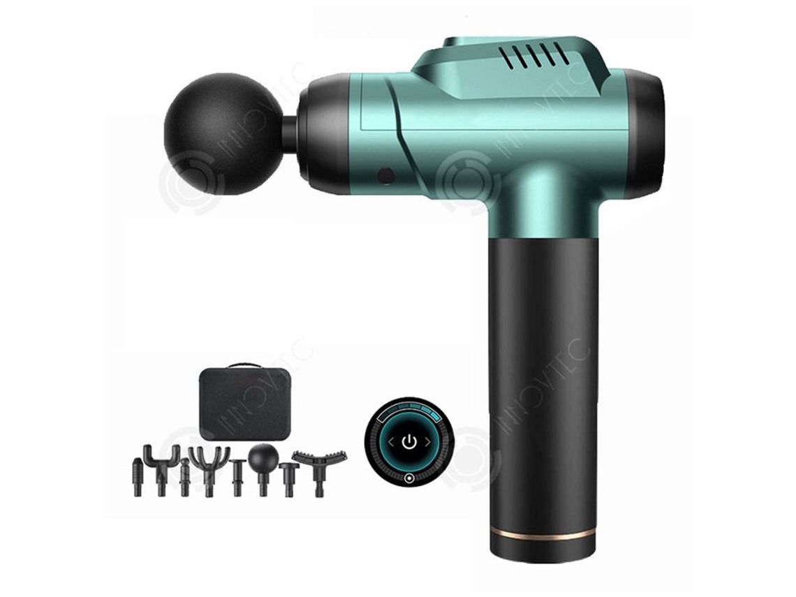 Inn Massage 45db 9800r/min Tela Sensível Ao Toque Led Massagem Muscular Elétrica 99 Velocidades Com 8 Cabeçotes De Massagem E Bolsa De Transporte