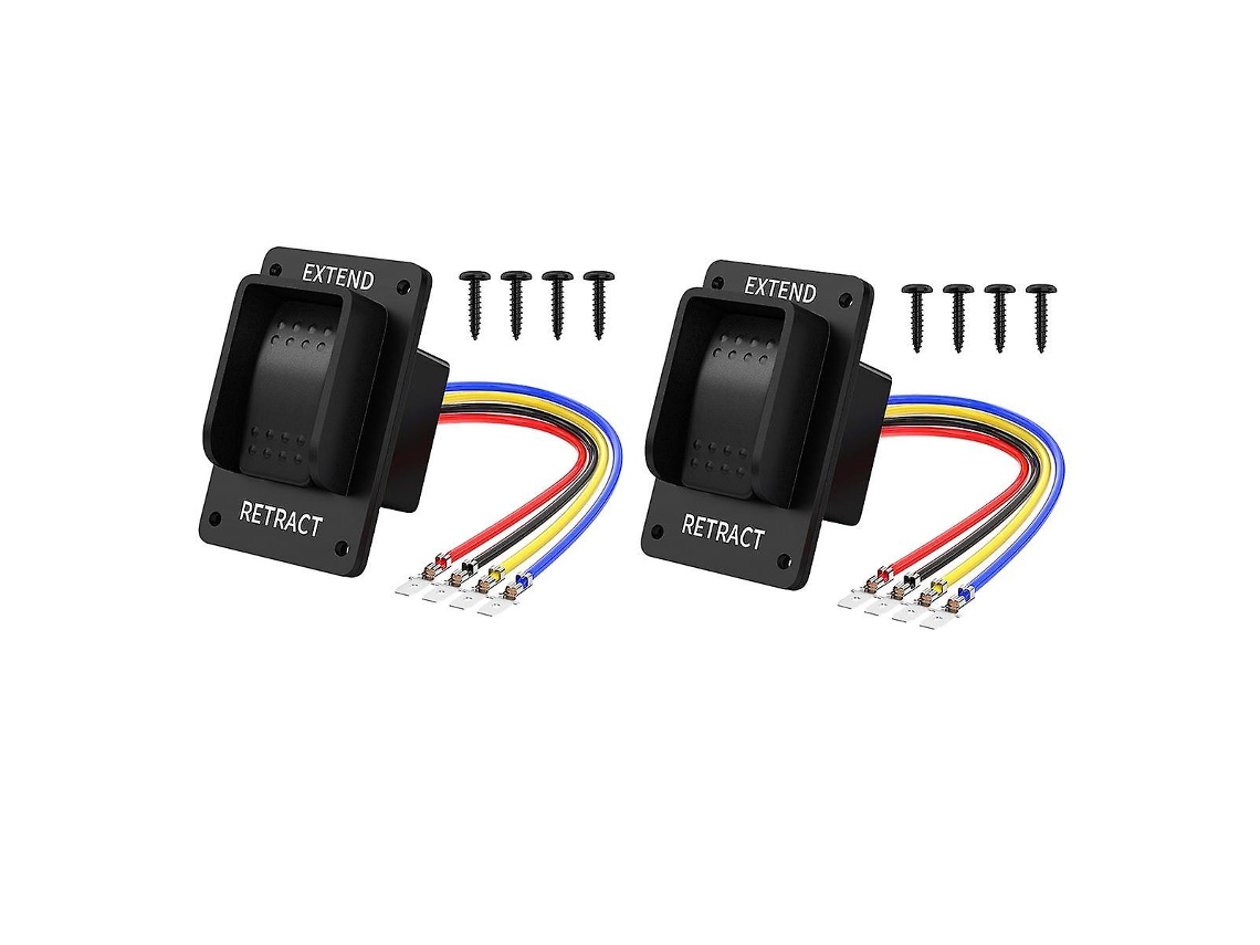 2 Interruptores de Polaridade Inversa 12v Dpdt Momentáneo 3 Posiciones Rocker Ip67 Impermeable Marino On Negro