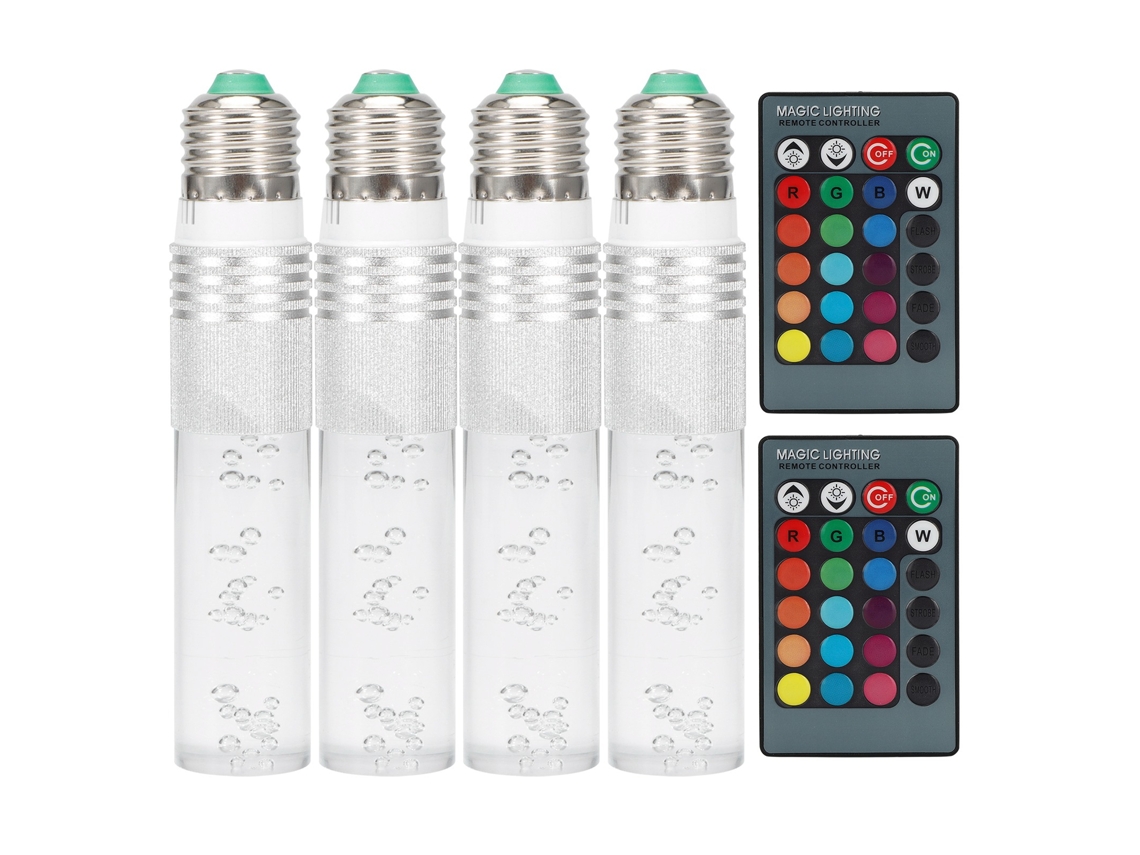 Lâmpada LED RGB 2026 3W com controle remoto para quarto, bar, festa, Natal AC85 265V Prata