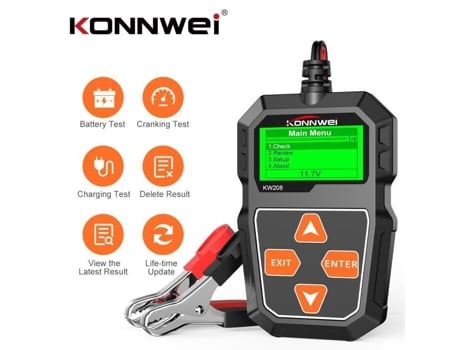 KONNWEI Kw208 12V Testador de Bateria de Carro Analisador de Bateria de Motocicleta 100 2000 Cca