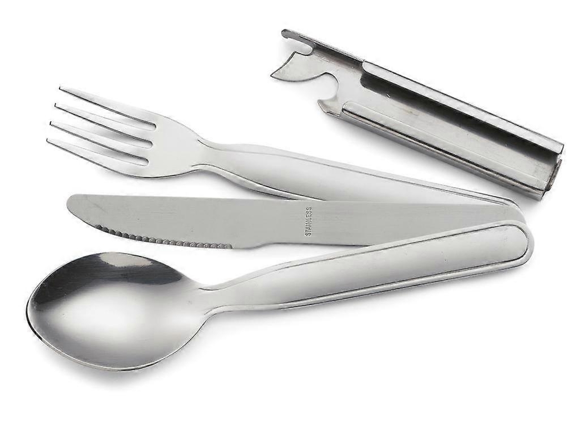 Conjunto De Talheres Militares De 4 Peças, Utensílios Para Camping Ao Ar Livre, Kit De Sobrevivência Para Campo.