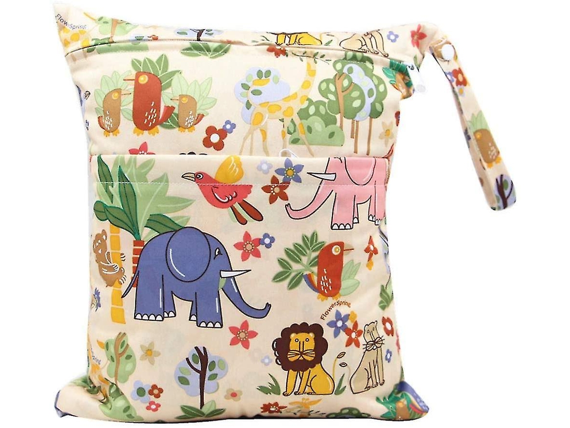 Bolsa de Fraldas Reutilizável Impermeável Lavável com Fecho Zipper Organizador de Fraldas 30x36cm