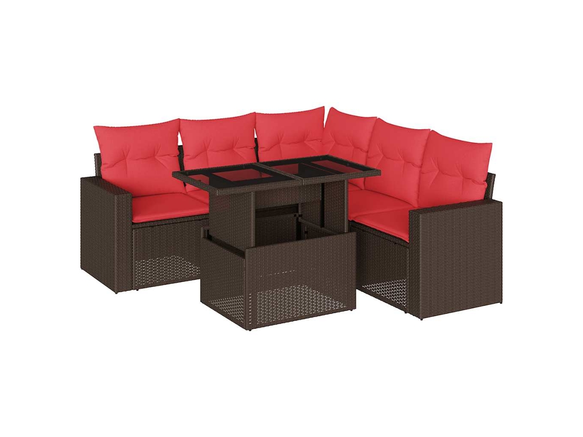 Conjunto de Sofá de Jardim, 6 Peças, Almofadas, Rattan Preto MAISON EXCLUSIVE