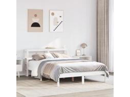 Vidaxl Cama Sem Colchão 140x200 Cm Madeira De Pinho Maciça Branco