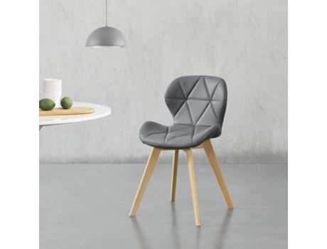 Conjunto de Cadeiras de Jantar [EN.CASA] Älmhult Cinzento (Couro sintético, Faia - 81 x 57 x 49 cm)