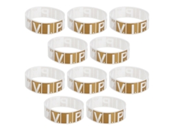 Balacoo 100 Pulseiras VIP feitas de papel sintético dourado, seguras e duráveis para eventos em feiras, para entrada em clubes e
