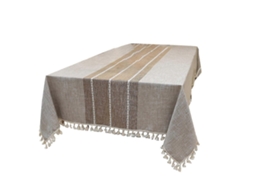 Toalha De Mesa Retangular De Algodão E Linho (marrom)