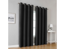 Cortina Blackout Térmica, Para Janela, Ilhós, Privacidade, Lavável, Conjunto 2 Peças, 140 X 240 Cm, Preto