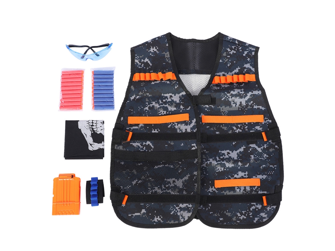 Kit Business de Colete para Brinquedo de Arma com Mochila, Protetor Ocular, Máscara e Dardos de Espuma