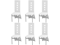 Conjunto 6 Cadeira de sala VIDAXL Branco Couro Artificial