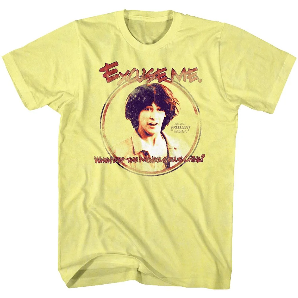 Rockinstone Bill And Ted Excuse Me Heather Yellow Adult T-shirt Size:xxxl