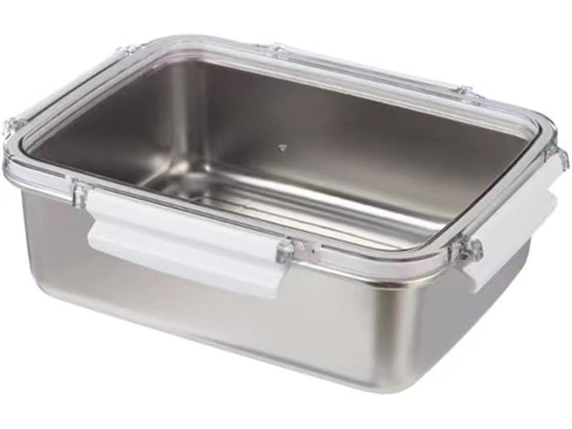 Recipiente Retangular Empilhável Em Aço Inoxidável Para Sobras De Comida, Tigela Para Armazenamento