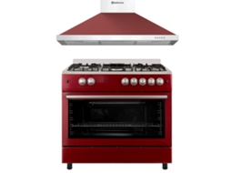 Pack Combo Fogão Solthermic F9l50g2r Forno Panoramico Exaustor Decorativa 8924 Roja 90