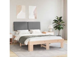 Vidaxl Estrutura de Cama com Cabeceira Estofada Cinzento claro