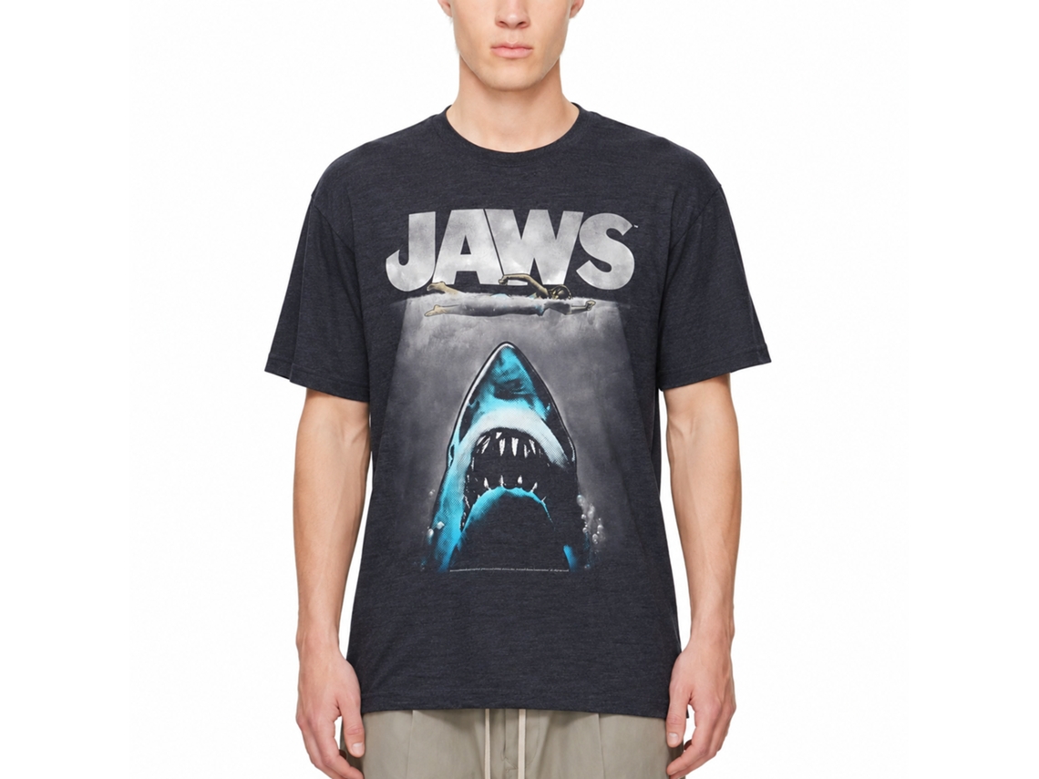 Rockinstone Jaws Movie Lichtenstien2 Heather Navy Adult T-shirt Size:xl