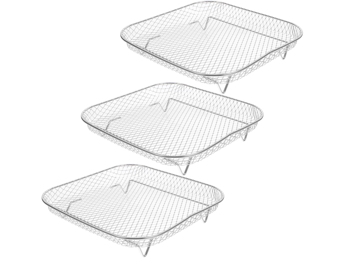 Cesto de Fritura em Aço Inoxidável para Cozimento Uniforme, Conjunto 3 Peças, Fritadeiras Elétricas CHABERLU