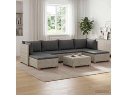 Vidaxl 7 Unid. Conjunto De Lounge Em Rattan Com Almofadas Gendt