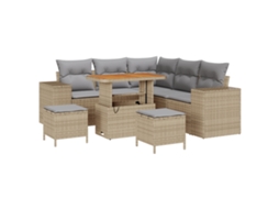 Conjunto 8 De Sofá De Jardim De Vidaxl Com Travesseiros Bege Vime