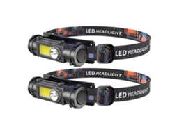 Kit Com 2 Lanternas De Cabeça Led Recarregáveis, À Prova D'água E Com Faixa De Cabeça Ajustável (pretas)