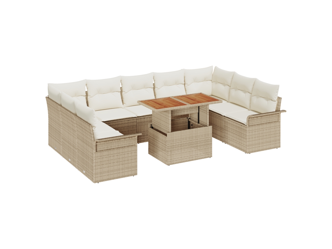 Conjunto 10 Conjunto De Jantar Para Jardim Vidaxl Bege Vime Pe (100 X 55 X 73 Cm)