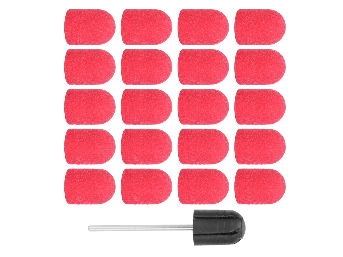 Conjunto De Cabeças De Lixa Para Unha Com Broca De Lixamento Polimento Tamanho 13x19mm Cor Vermelha