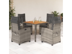 Conjunto 5 Peças Jantar P/ Jardim C/ Almofadões Vime Pe Cinza Dkd Home Decor