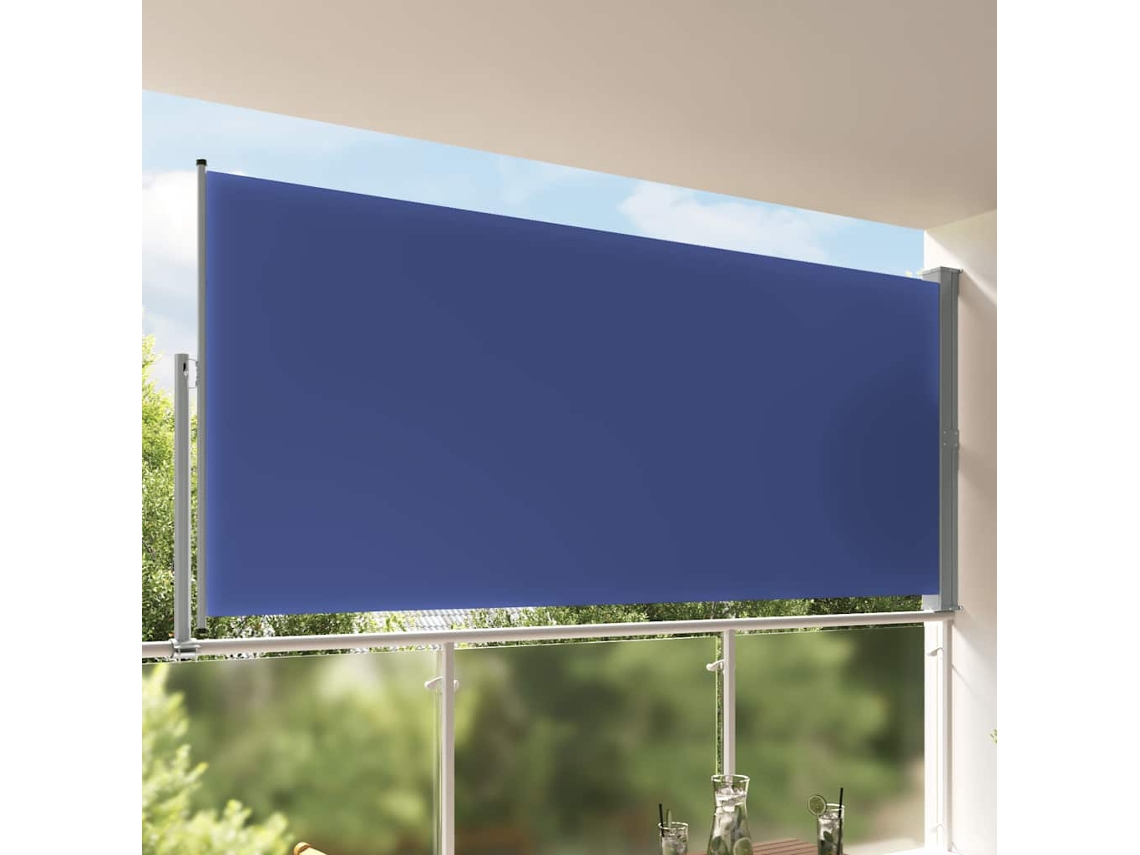 Vidaxl Toldo Lateral Retrátil Para Pátio 160x300 Cm Azul
