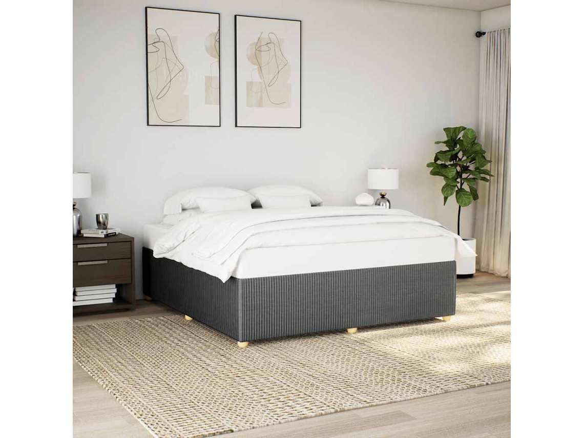 Estrutura De Cama Sem Colchão 200x200 Cm Tecido Cinzento-escuro