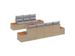 Conjunto 8 Conjunto De Sofá De Jardim Vidaxl Bege Vime Pe (55 X 55 X 37 Cm)