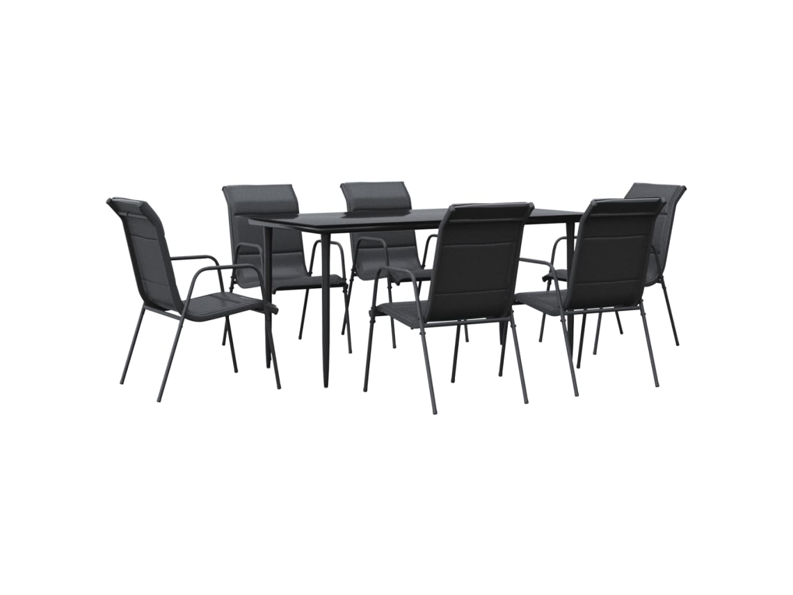 Garden Dining Set, Garden Dining Sets Vidaxl Preto Aço (160 Cm Table Length)