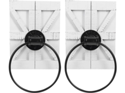 Conjunto De 2 Porta-toalhas Parede Em Ferro Branco Com Design Rústico