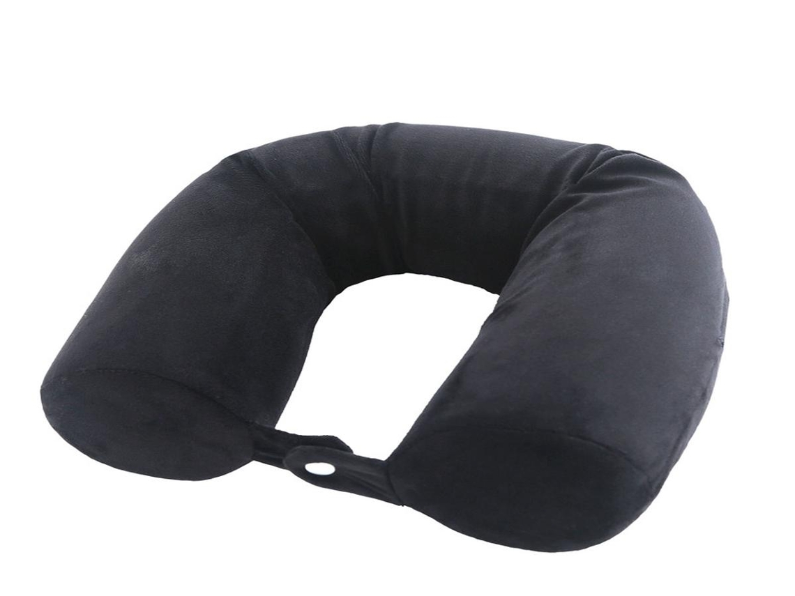 Lurelia Almofada Viagem, Ergonómica, Espuma Viscoelástica, Respirável, Lavável, 10cm, Preto