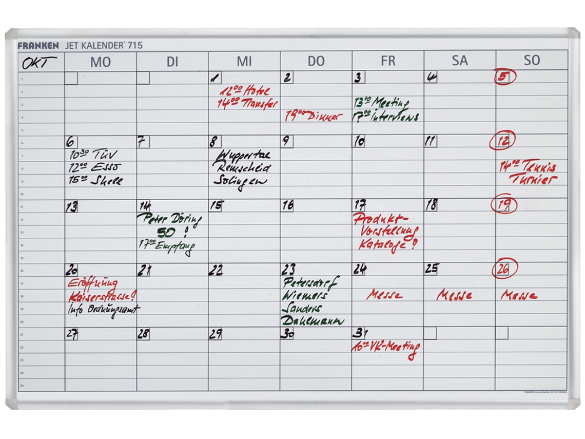 Calendário de Jatos Da Placa de Planejamento FRANKEN Calendário Semanal 25 Itens.
