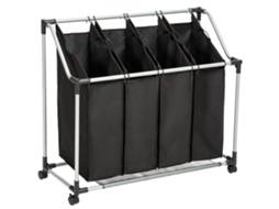Cesto De Roupa Suja Tectake Com 4 Compartimentos, Tfrf Preto, Para Organizar E Guardar Roupa Suja De Forma Prática