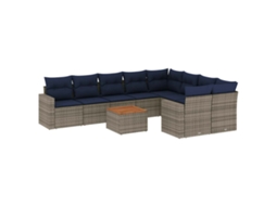 Conjunto de 10 Sofás P/ Jardim C/ Almofadões Vime Pe Cinzento MAISON EXCLUSIVE (10 pcs)