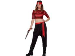 Fato de Mulher DISFRAZZES Pirata Às Riscas Calças Pretas (Tam: M/L)