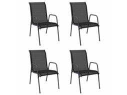 Maison Exclusive - Cadeiras De Jardim 4 Pcs Aço E Textilene Preto