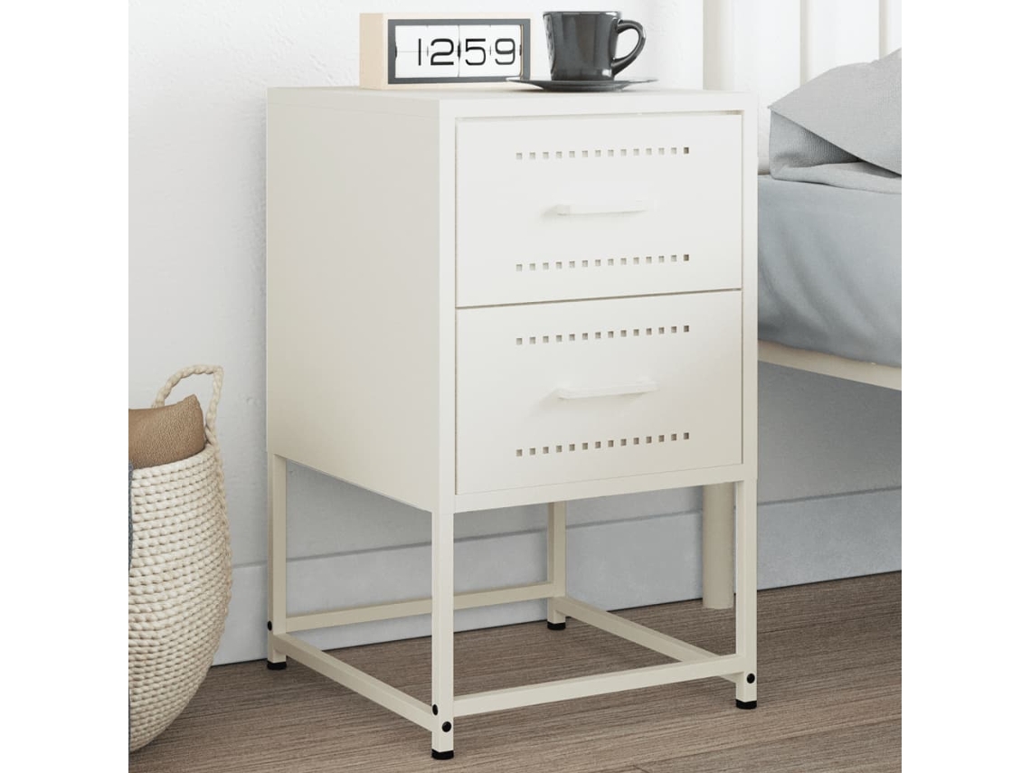 Vidaxl Mesa De Cabeceira 36x39x60,5 Cm Aço Branco