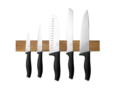 Conjunto de facas de madeira de acácia com suporte magnético, 6 peças, coleção preto fosco, BH 2943, Berlingerhaus