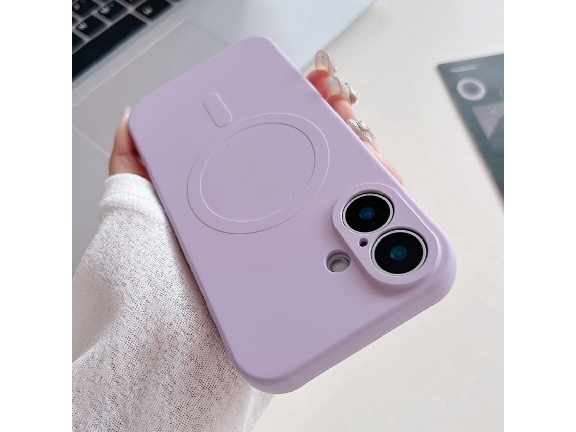 Capa Magsafe Para Iphone 16 - Silicone Líquido Com Cor Sólida | Magnética - Lilás