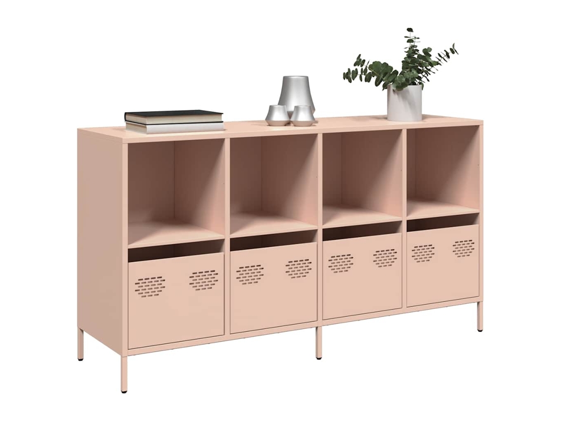 Vidaxl Aparador 135x39x73,5 Cm Aço Laminado A Frio Rosa