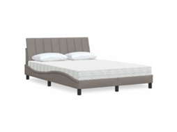 Vidaxl Cama Com Colchão Hanko 120x200 Cm Tecido Castanho-acinzentado