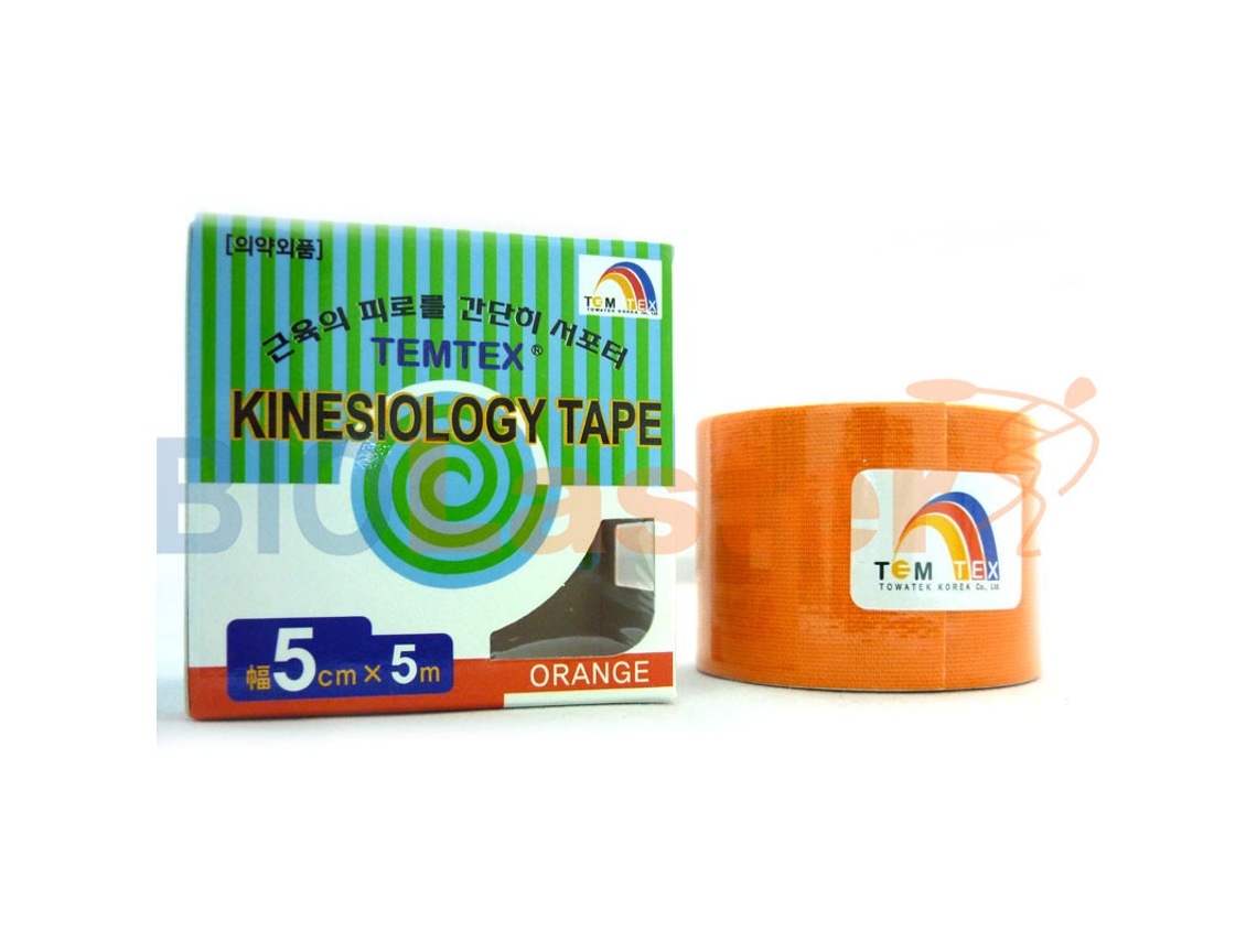 Fita Kinesiológica Temtex 5 Cm X 5 M Laranja - Venda Neuromuscular Kinesio Tape, 1 Unidade
