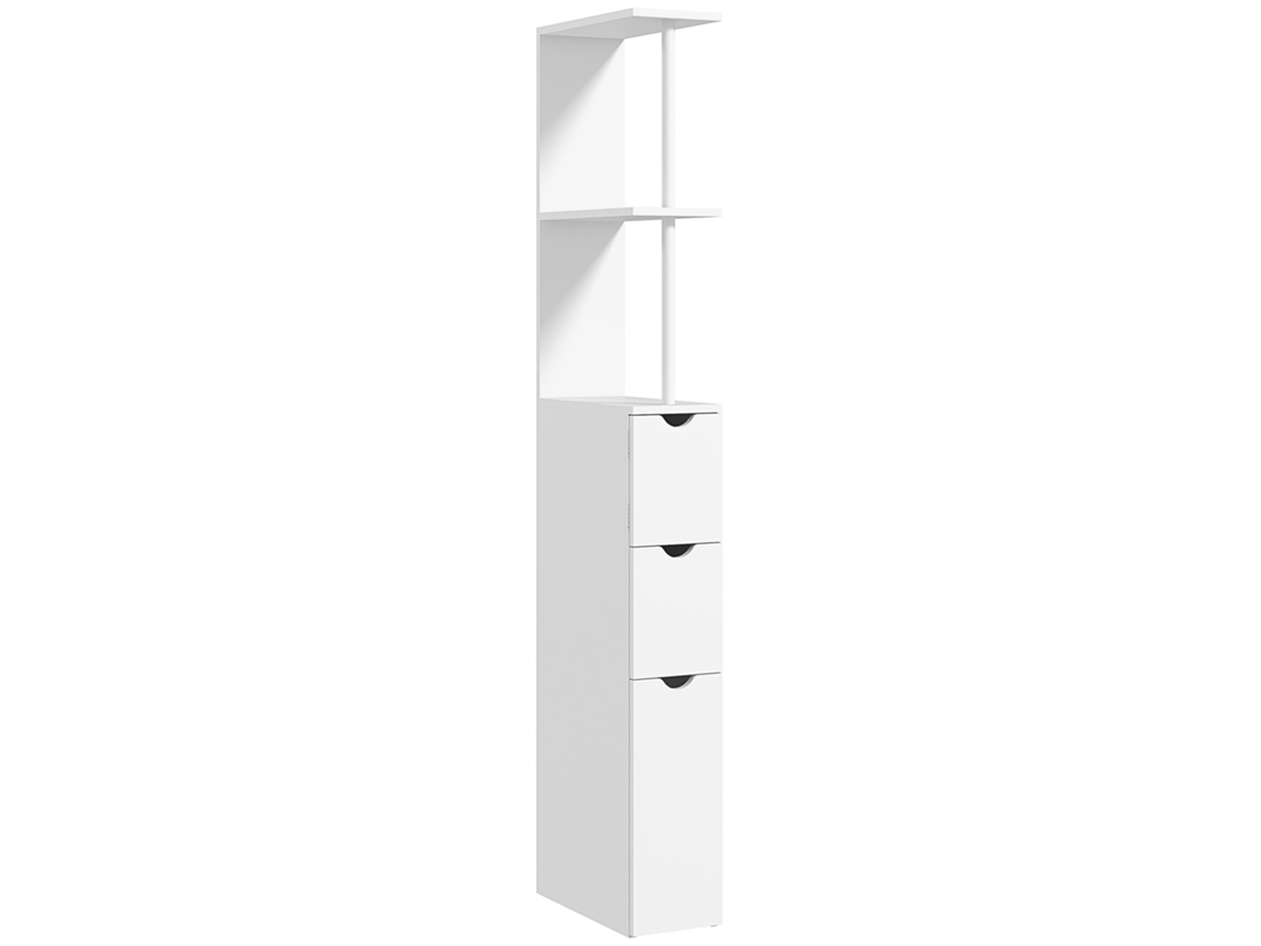 Armário Alto Do Banheiro Armário Com Gavetas Abertas Prateleiras Armário 15 X 33 X 136,5 Cm Branco Didoji